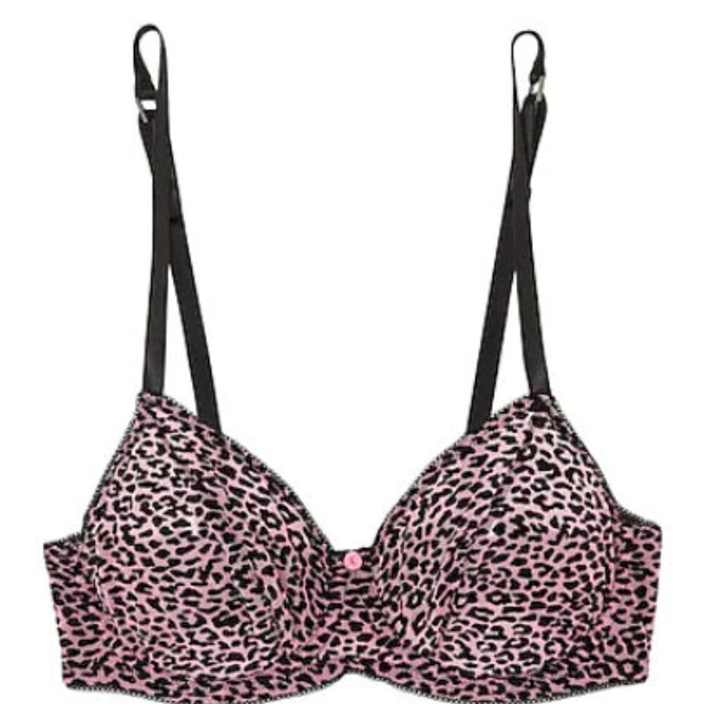 MORGAN LANE Pink & BLack Leopard Skin Print Bra Size: 32D - NWT